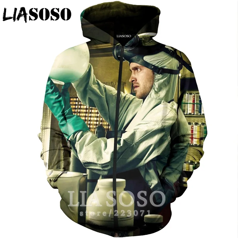 LIASOSO Новая мода для мужчин и женщин 3D принт сериал Breaking Bad Zipper толстовка унисекс