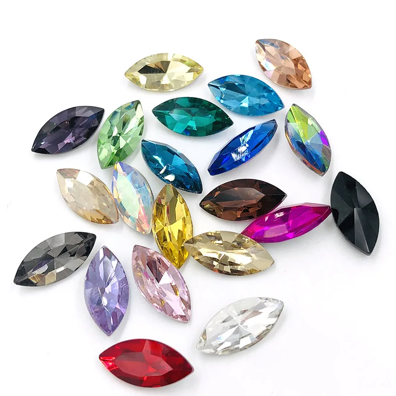 NEW Gold yellow Leaf shape pointback glue on rhinestones horse eye glass crystal Rhinestone DIY nail art/clothing Accessories | Дом и сад