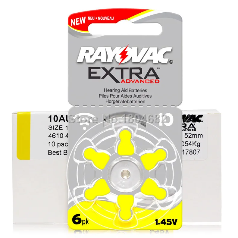 Батарейки для слухового аппарата RAYOVAC A10 10A 10 PR70 60 шт.|hearing aid batteries|rayovac extrapr70 battery |