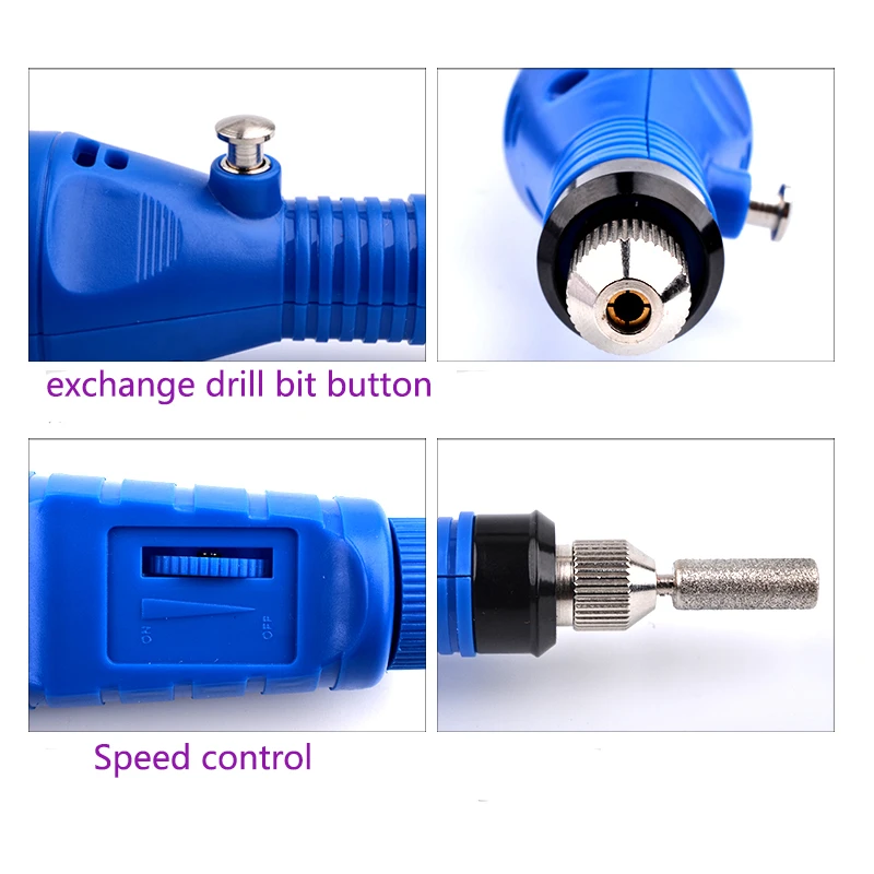 1set Electric Manicure Machine Grinding Drill Bits Pen UV Gel Cuticle Tools Nail Salon Supplies Professionals New US EU Plug | Красота и