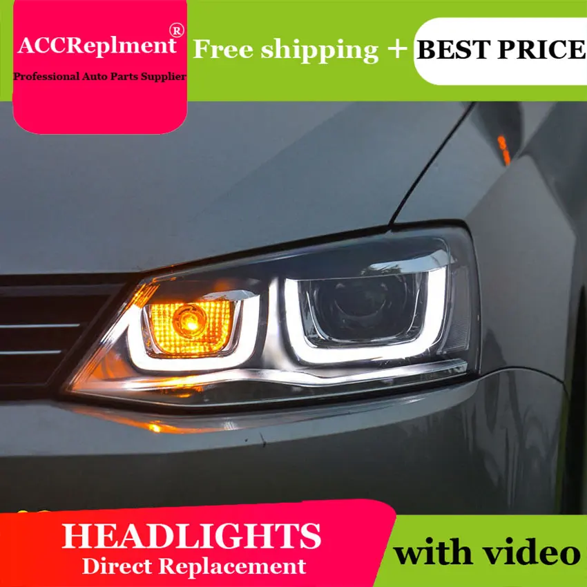 Автомобильный Стайлинг для Volkswagen Jetta головной светильник s U angel eyes 2012-2015 Sagitar