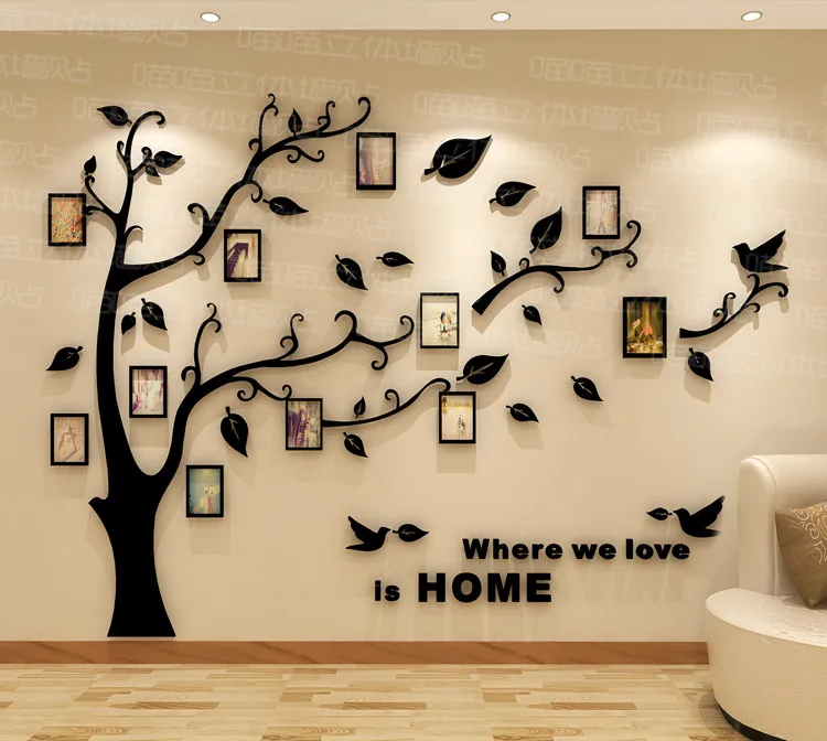 Креативные 3D Хрустальные акриловые фото дерево Трехмерные настенные наклейки