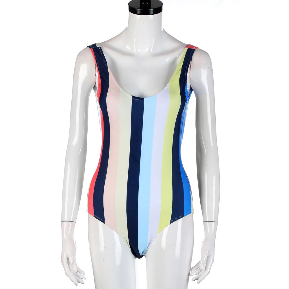 Tumblr сексуальный женский бикини купальник пуш ап 2017 полосатый с молнией сиамский