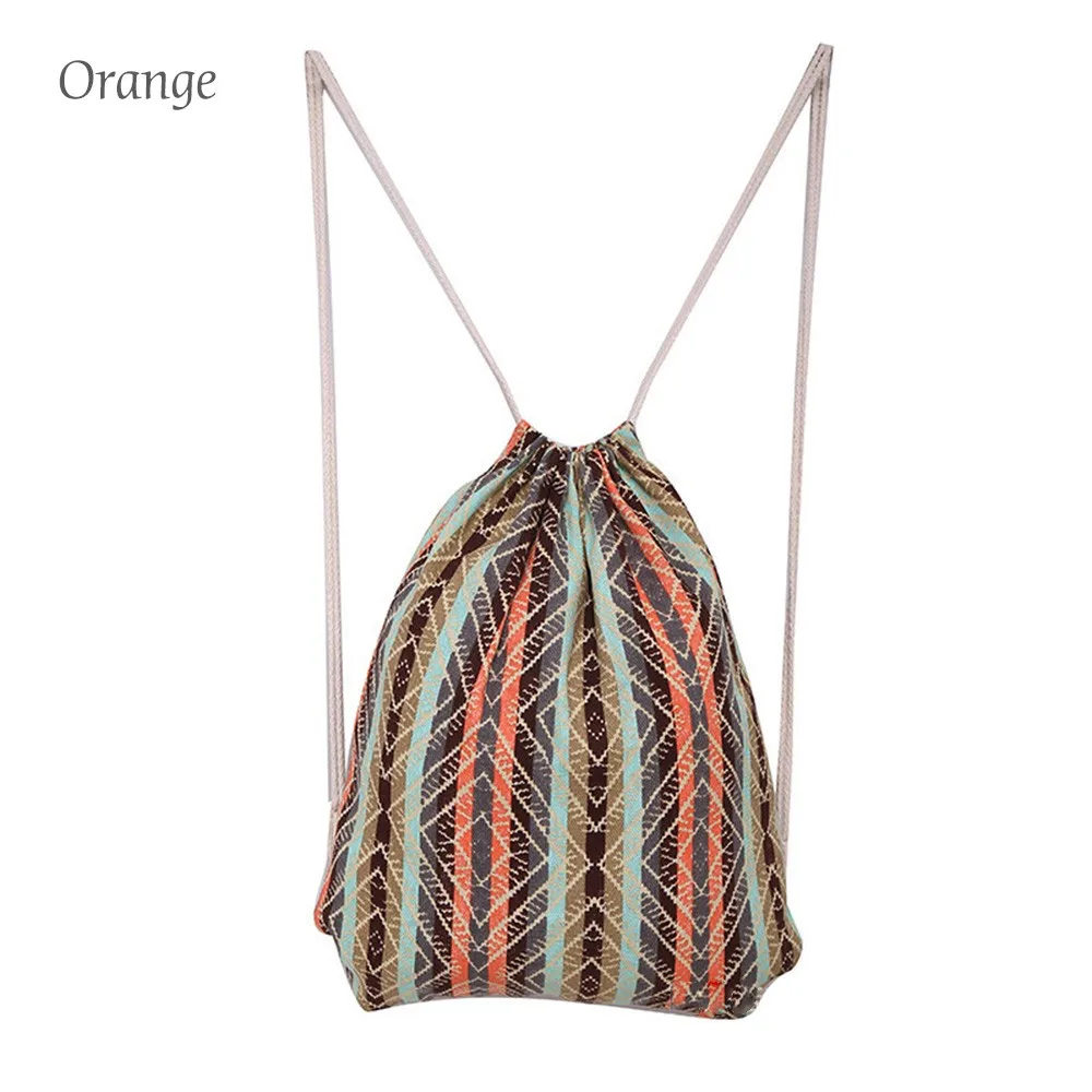Миниатюрная сумка на шнурке с защитой от ветра в национальном стиле Холщовый ранец для хранения удобный