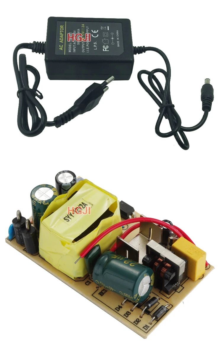 1 шт. двойной кабель Шнуры 12v2a Импульсный источник питания светодиодный светильник Мощность DC12v24w адаптер питания 12v2a адаптер питания