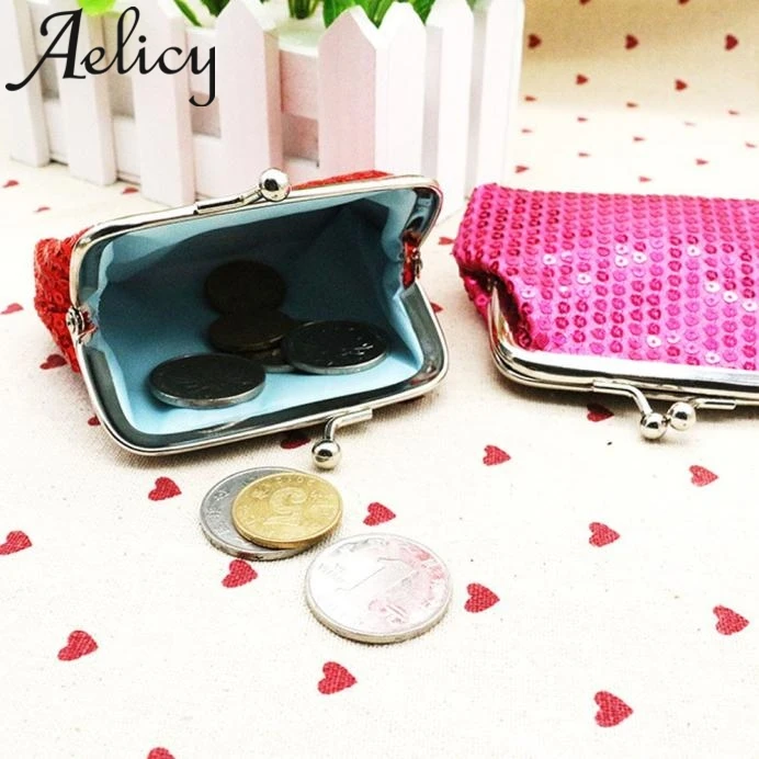 Aelicy маленький короткий кошелек с блестками для девушек Кошелек монет женская
