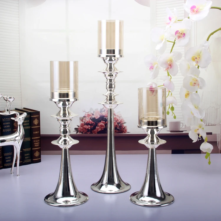 Мода 4367 г. металлический подсвечник с серебряным покрытием стекло крышка дома