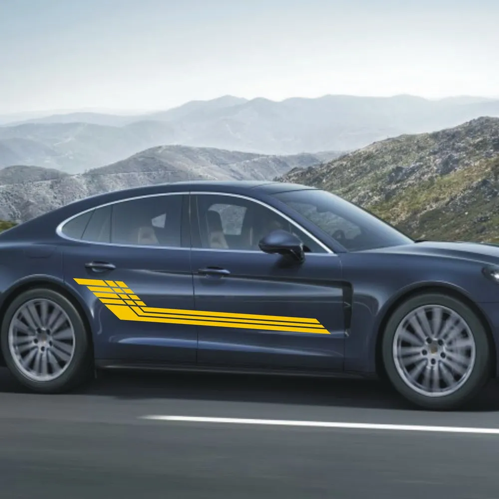 Гоночный автомобиль Спорт полосы 7" Нижняя дверь панель наклейка для Panamera винил двигатель стикеры ZC1334