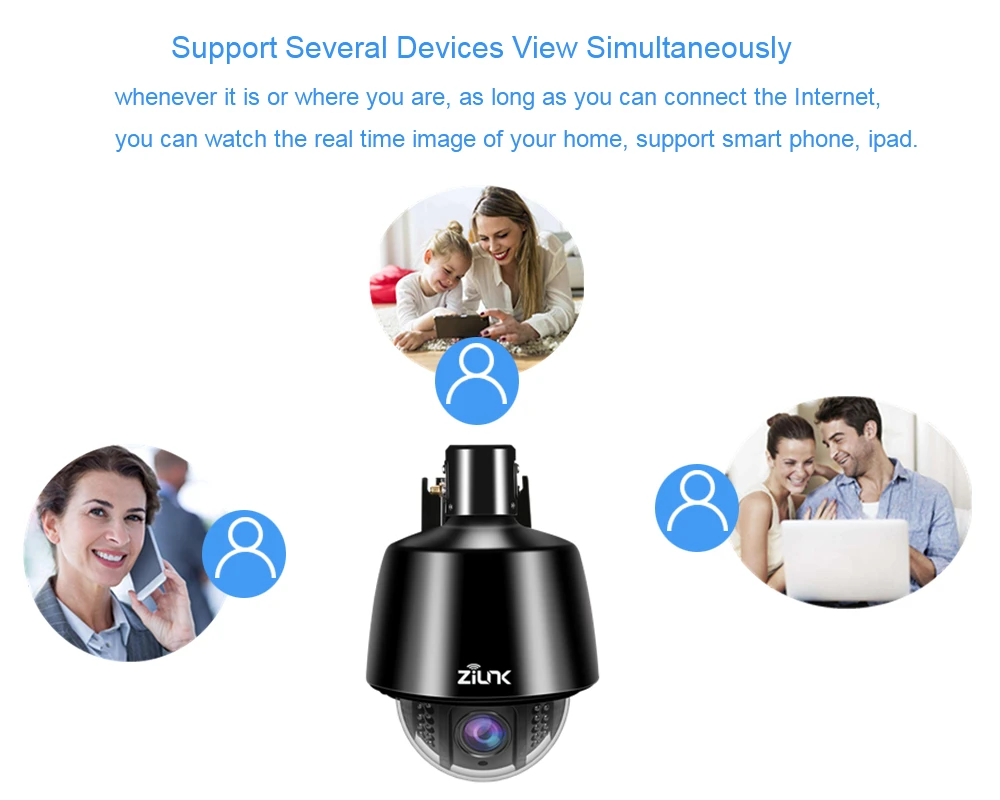 ZILNK 5.0MP PTZ IP камера 1080P HD wifi скорость купольная 5x оптический зум Водонепроницаемая камера видеонаблюдения IR 30 м H.264 ONVIF поддержка CamHi APP