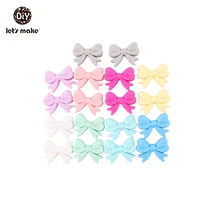 lets make 20pcs bow teething silicone beads diy accessories new bowknot beads baby jewellery bpa free baby teethers 2028mm