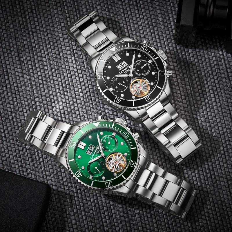 

CARRIVAL High end Sport Watch Water Ghost Series Automatic Watch Men Calendar Sapphire Luminous Tourbillon Mechanical Watches