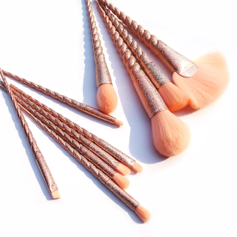 10 шт. кисти для макияжа в виде единорога с нитью Pincel Maquiagem Cosmetics Maquillaje, пудра для лица, тени для век, Кисть для макияжа, косметический набор, инструмент
