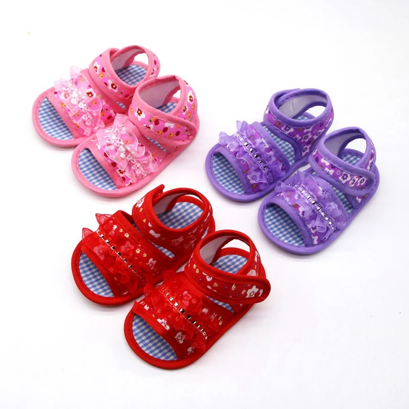

Summer Toddler First Baby Boy Girl Shoes Princess Floral Hollow Sandals Children Shoes Print Flower Cotton Beach Sandals