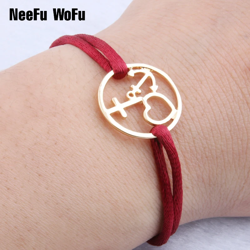 NeeFuWoFu веревка галстук сплав браслеты с буквами Pulsera Богемия de Madera Pulseira Estrela Cinco Pontas