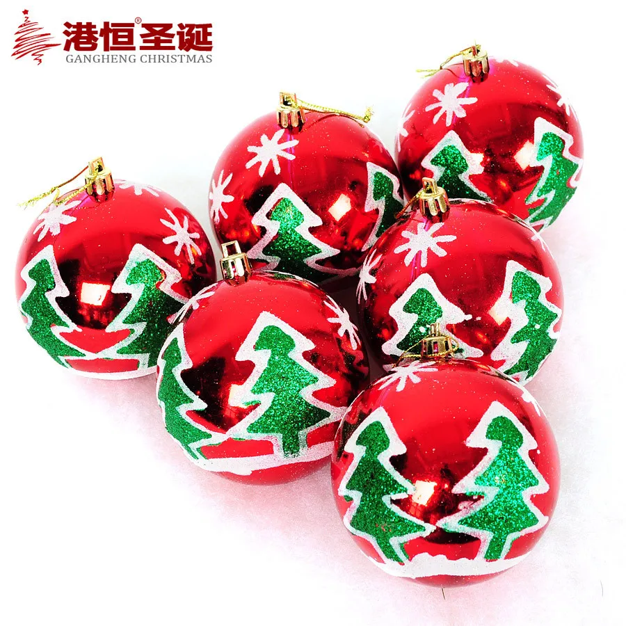 

8cm Light Painted Tree Christmas Balls Christmas Decoration for Home Restaurant Hotel Christmas Tree Decor 6pcs a Pack