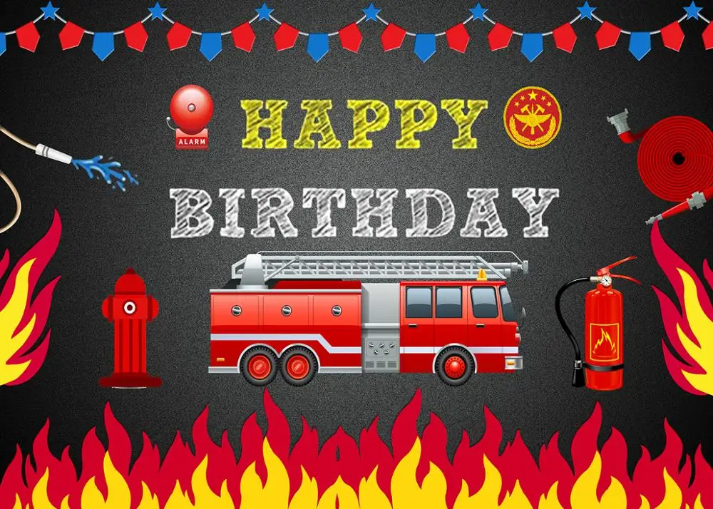 Capisco Firetruck Backdrop Fireman Fire Truck Firefighter Photography Background Boy Birthday Party Decor Photo Banner Props | Электроника