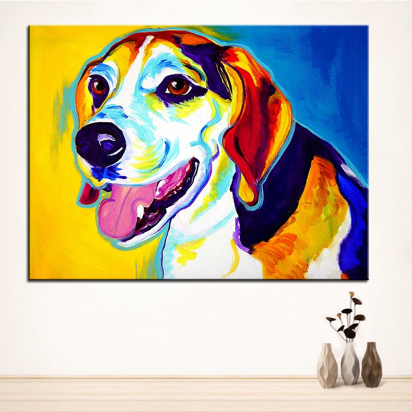 Большой размер картина маслом настенная живопись beagle lou домашнее декоративное