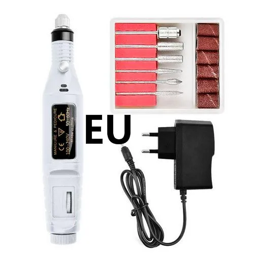 White-EU Plug Профессиональный электрический сверлильный станок для ногтей, маникюрный аппарат для дизайна ногтей, ручка для педикюра, пилочка для ногтей, набор инструментов для дизайна ногтей, Прямая поставка - Цвет: White-EU Plug