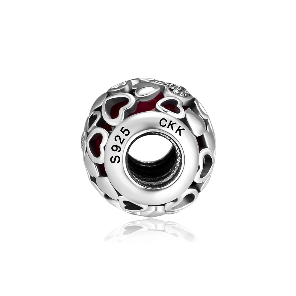 BEADS for Jewelry Making BraceletS Encased in Love cHarMs with Pink CZ 100% 925 OrigiNal Sterling Silver Jewerly Free Shipping | Украшения