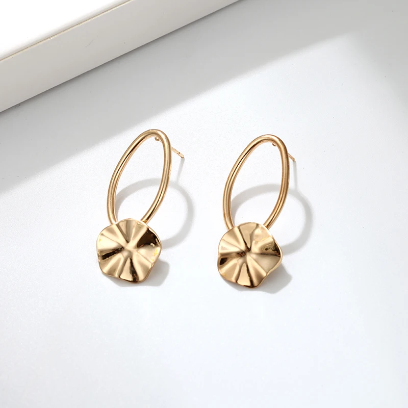 Модные металлические серьги с цветком Романтические Золотые Серебряные длинные