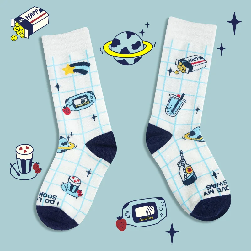 Зимние цветные женские носки, США, Funky, кактус, картофель фри, мужские носки, Космический супергерой, сумасшедшие носки, необычные для подарка, Прямая поставка - Цвет: space socks