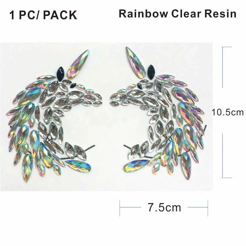 Rainbow Clear CG1805 1 шт. большой уникальный сундук Bling Единорог Вдохновленный драгоценный камень кластер самоклеющиеся палки на драгоценности Rave украшения тела стикер - Цвет: Rainbow Clear