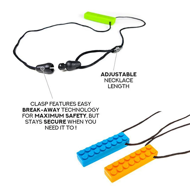 Collar para morder sensorial para ni&ntilde;os con autismo, mordedor de silicona para morder con l&aacute;piz, 1 ud.-5