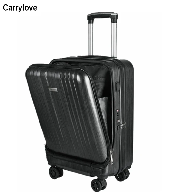 black CARRYLOVE 2" дюймовый Спиннер багаж чемодан для путешествия Сумка на колесиках - Цвет: black