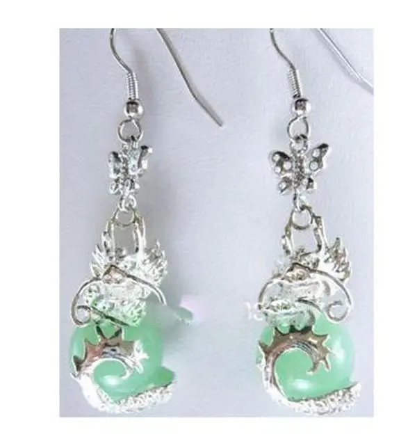 Женская Красивая Зеленая жемчужина серьги с драконами 032 | Украшения и аксессуары