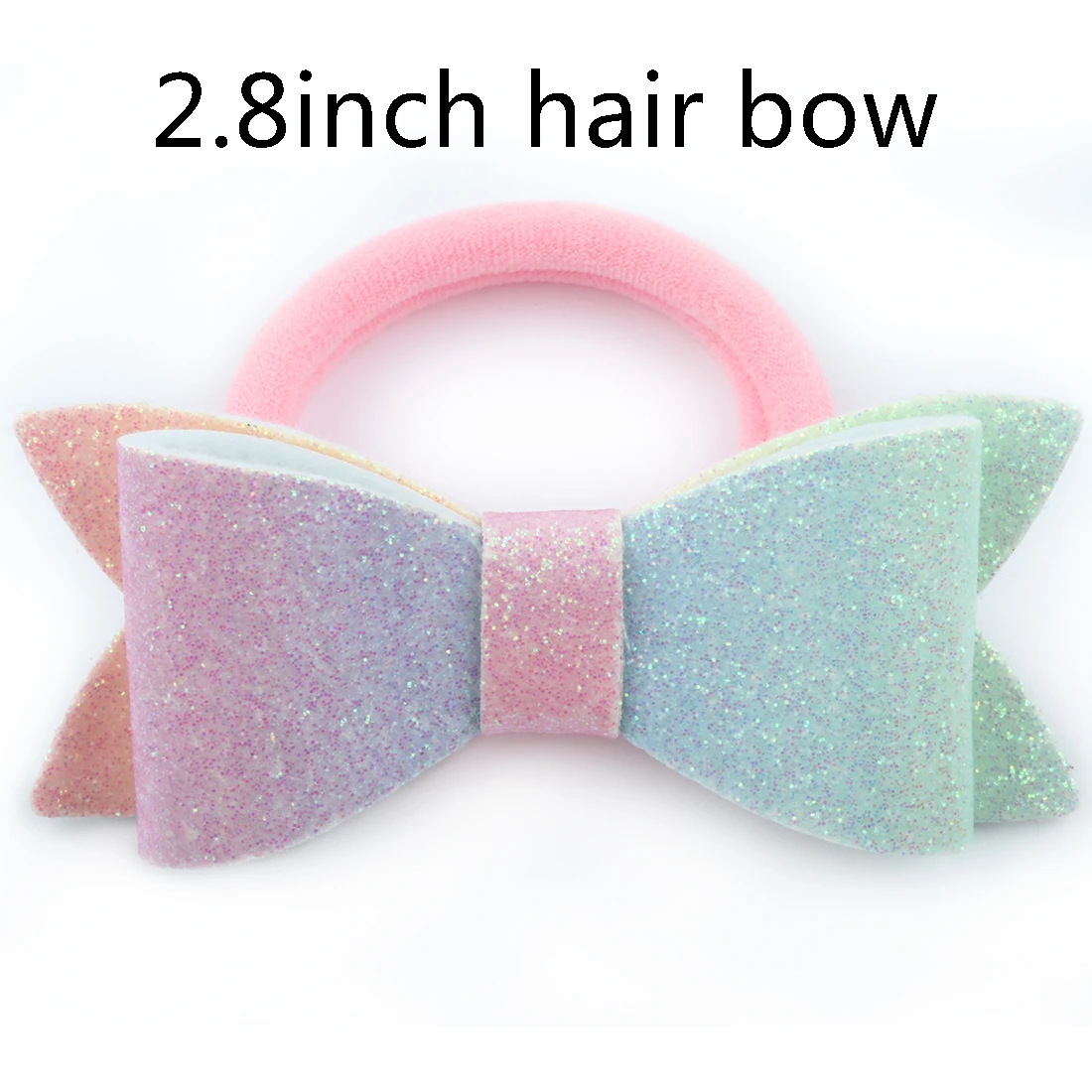2.8inch hair bow-7 1 PC Child Hair Bow Tie Elastic Hair Band Glitter Hairbow Rope Rainbow Sequin Sparkly 3 Inch Bows Mermaid Girls Sweet Headwear - Цвет: 2.8inch hair bow-7