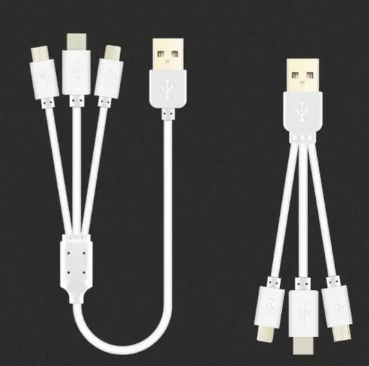 3 в 1 портативный кабель быстрой зарядки для iPhone 6S 7 8 Plus X iPad Android Type C