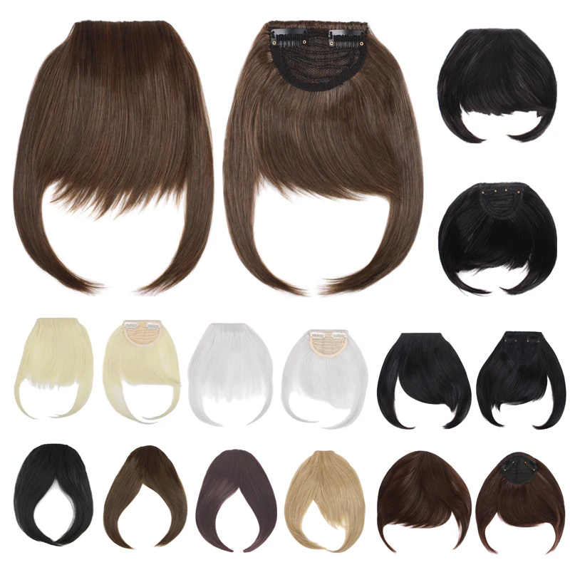 MapofBeauty 7&quot8&quot9&quot Short Front Straight Neat Bangs Clip in Hair Extensions For Women Synthetic Natural Extension Bang - купить по