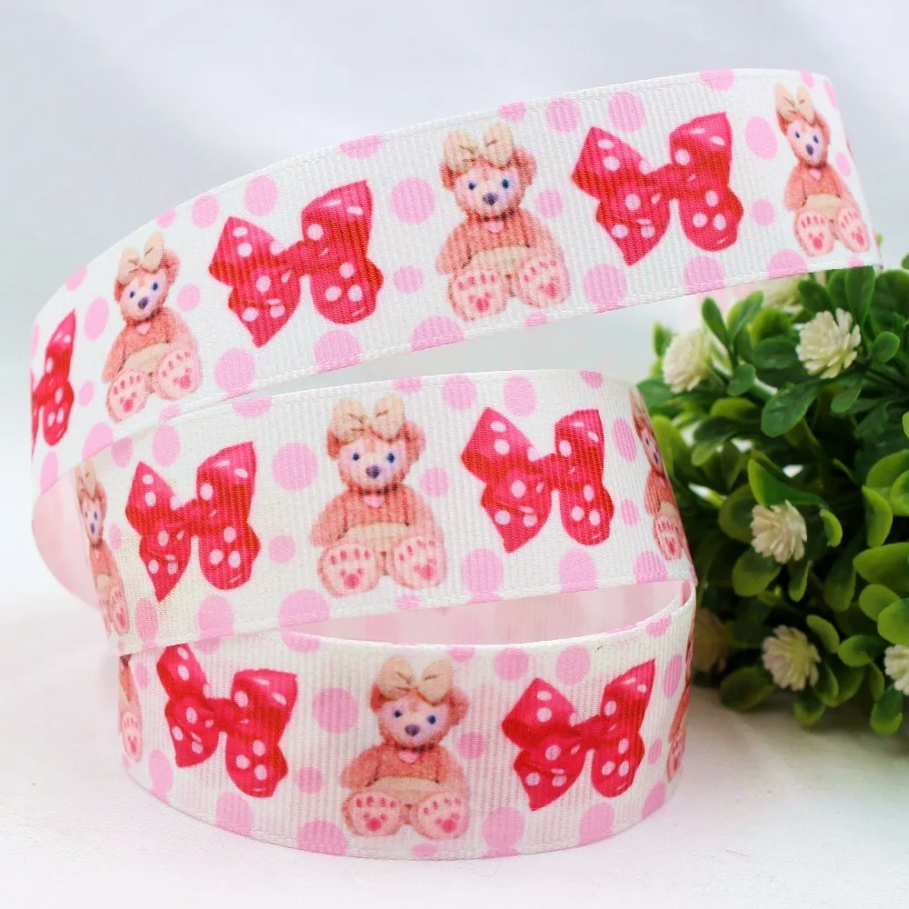 YJHSMY 22 мм Радужный медведь напечатанный grosgrain лента, аксессуары для одежды, Свадебная лента для подарочной упаковки, MD52013