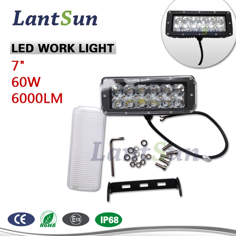 LED661 1 шт. 7 дюймов 60 Вт внедорожный светодиодный световой бар 2 ряда точечный луч 10