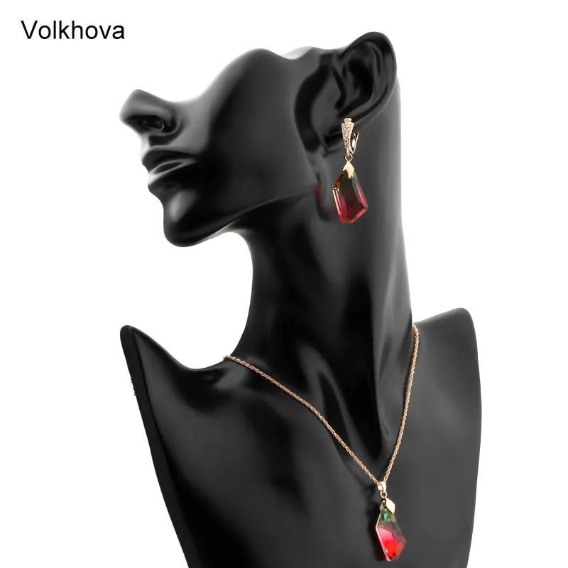 Volkhova New Irregular Crystal Jewelry Set For Women Party Attractive 585 Rose Gold Color Zircon Dangle Earrings | Украшения и