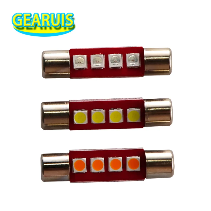 Precio 100X Auto T6.3 28/31mm 4 SMD 3030 LED 12V Coche Vehículo Visera Interior Vanidad Espejo Luces Maquillaje Blanco Azul