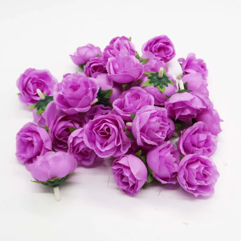 B 50pcs 3cm Artificial Flowers Silk Flower Roses Small Tea Bud Flowers Hand Made Diy Head Garlands For Wedding Home Decoration - Цвет: B
