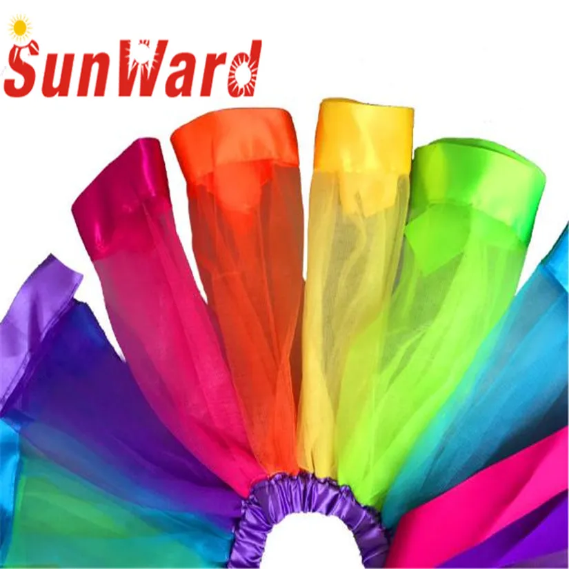 Детская юбка американка для девочек Радужная с бантом пачка танцев Les enfants Jupe La falda