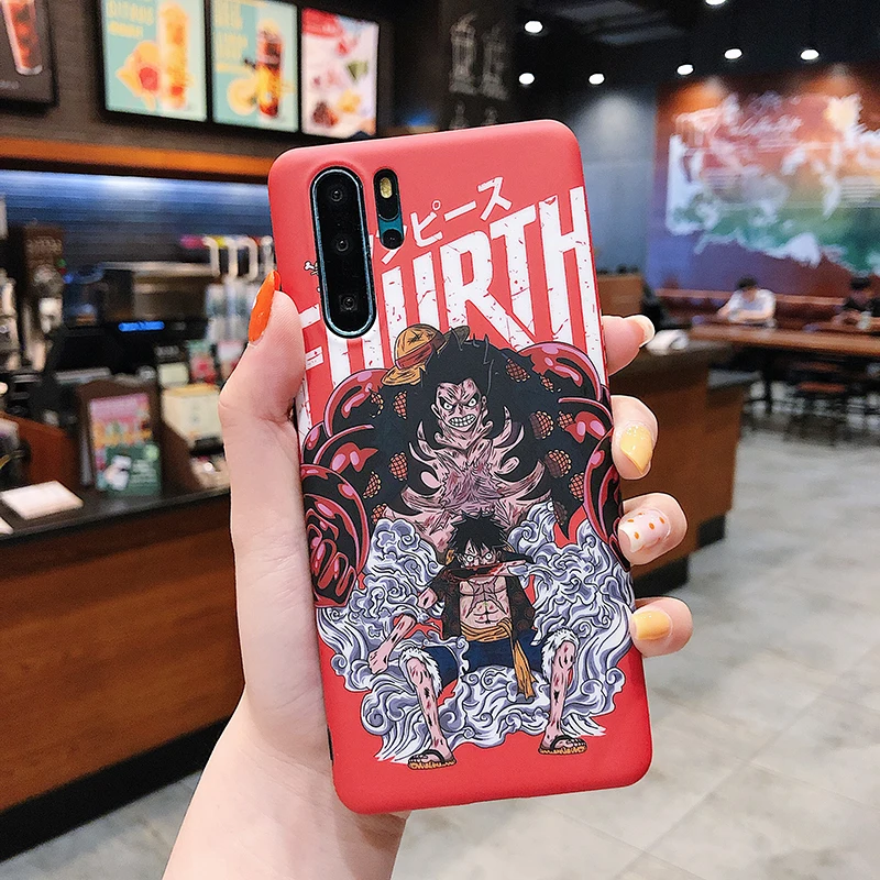Cartoon Cases for Huawei P30 P20 Lite Mate20 Pro Luffy one piece frosted IMD hard cover for Honor 10 20 20Pro Nova 3 3i 4 5Pro