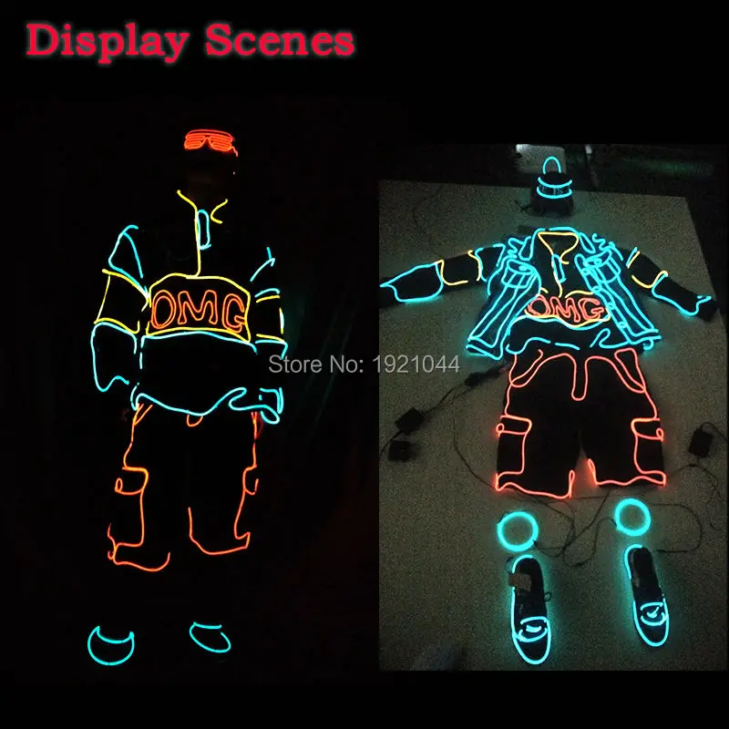 Высококачественные модные светящиеся костюмы EL перчатки светильник одежда для