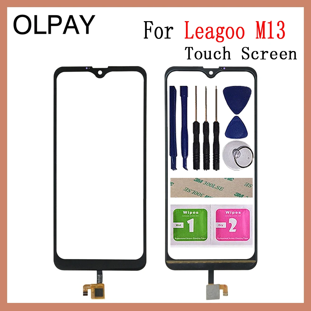 OLPAY 6.1'' Phone Front Glass For Leagoo M13 Touch Screen Glass Digitizer Panel Lens Sensor Tools Free Adhesive+Wipes