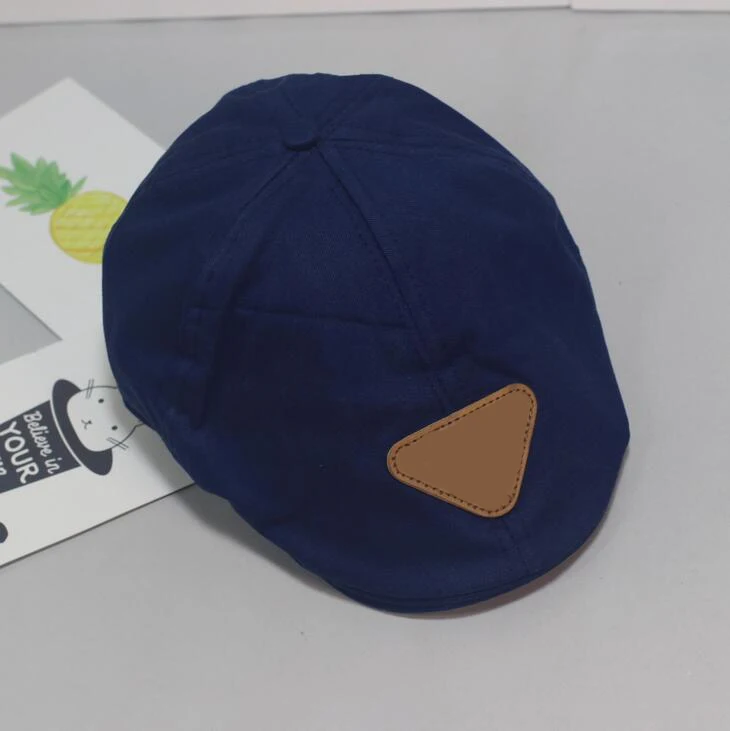 bear navy blue Детская хлопоковый берет чепчик унисекс, детский головной убор, кепка бейсболка модные теплые колпачок, девочка-мальчик детский головной убор ребенка бейсбольной кепки шляпы солнцезащитные для мальчиков - Цвет: bear navy blue