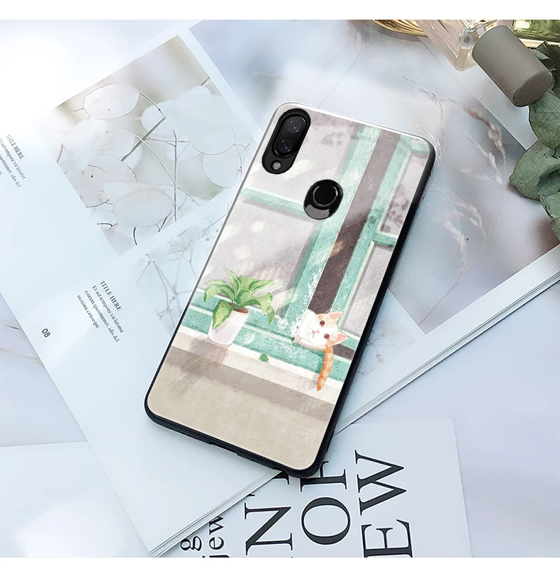Красный mi Note 7 Pro чехол Mofi для Xiao mi Red mi Note 7 Чехол Pro стеклянный Жесткий Чехол для Xiaomi mi A2 6X mi 8 Lite mi 9 чехол милый кот собака