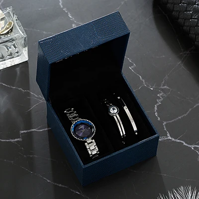 silver Брендовые синие часы Zonmfei, женские подарочные наборы в коробке, Роскошные Синие часы с бриллиантовым циферблатом, браслет из нержавеющей стали с цирконием, подарочные часы - Цвет: silver