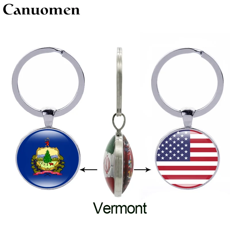 Canuomen Virginia State брелок для ключей флаг Florida Vermont Washington США 50 стеклянный