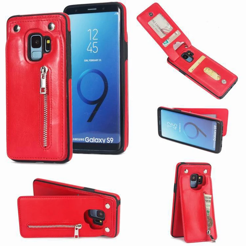 Вертикальный кожаный флип чехол для Samsung Galaxy S9 S8 S10 Plus из искусственной кожи с