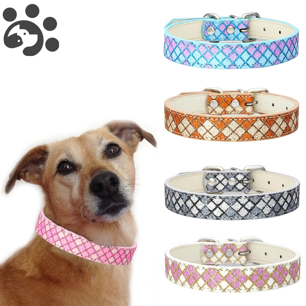 Светящийся кожаный собачий ошейник для маленьких больших домашних животных