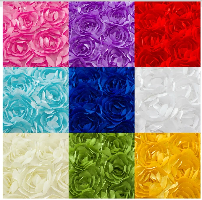 YACKALASI 3D Rosette Flower Lace Fabric Polyester Satin Allover Embroidery Wedding Decoration 130CM Wide 300G/Meter | Дом и сад