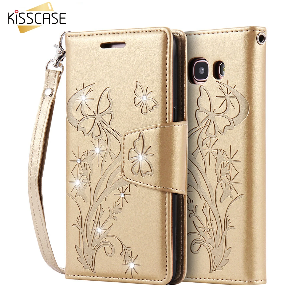 Кожаный чехол KISSCASE для Samsung Galaxy S7 A5 J5 2016 S8 Plus S6 7 задняя крышка блестящий