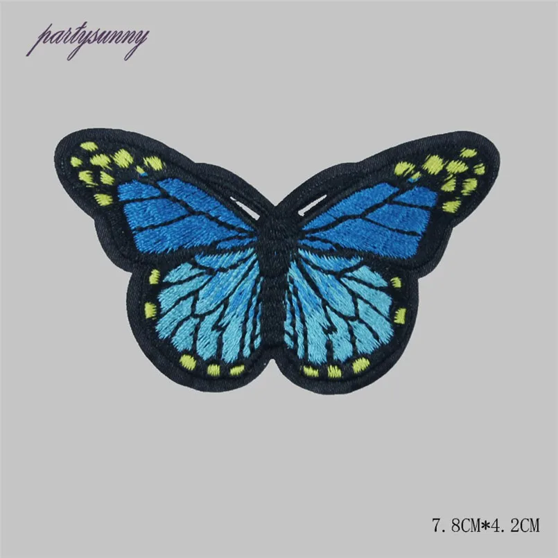 PF 10pcs/lot Colorful Butterfly Patches Appliques Embroidery Patch Thermo-stickers Stripes for Clothes Backpack Decoration TB034 | Дом и сад